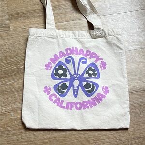Madhappy Cream Tote with Purple Butterfly
